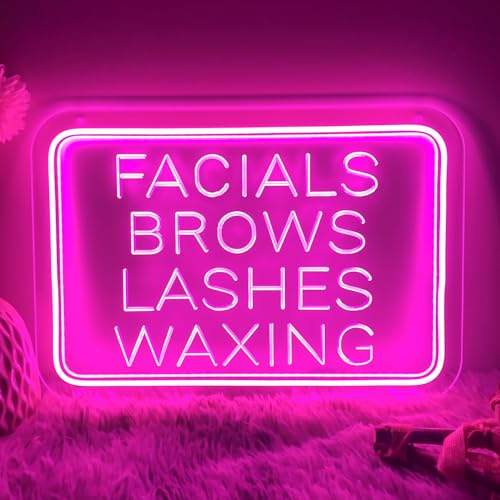 Image of Facial Brows Lashes Waxing Neon Sign For Wall Decor 3D Art Carving Design Indoor Bedroom Led Neon Signs Backdrop Flex Christmas Party Wedding Living Room Birthday Gift(Pink,USB,40x27.5CM)