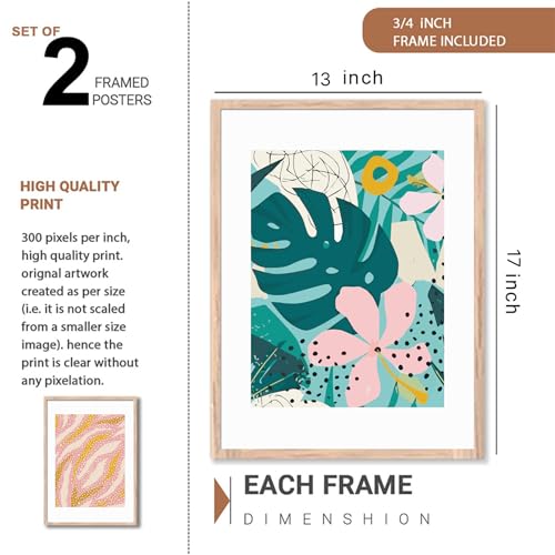 Image of NoWorries Pestal color minimal art Wall decor framed Paintings for Wall decoration /Wooden Wall decor for living room, Bedroom Area - Minimalist frames for Home /Cafe - Wall paintings for living room (Theme - floral art) (Synthetic Wood frame) (Leminated 300 GSM Print) (framed, Multicolur) Set of 2