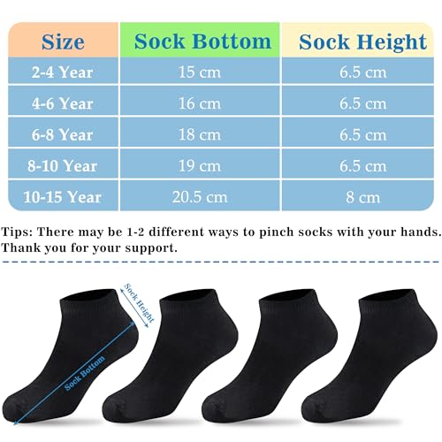 Duufin 20 Pairs Toddler Kids Ankle Socks Boys Girls 2-15 Years Old Low Cut Athletic Sock2