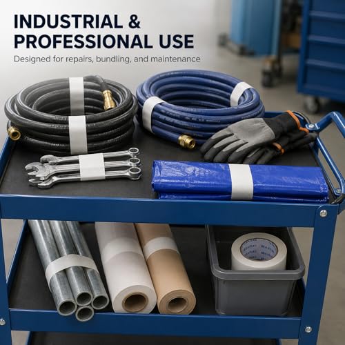Image of White Duct Tape Heavy Duty, 2 Rolls, 2 Inch x 30 Yards Each, PE Coated Cloth Tape, Easy Tear by Hand, Water-Resistant Surface for Repairs, Packaging, Labeling, Bundling and Moving