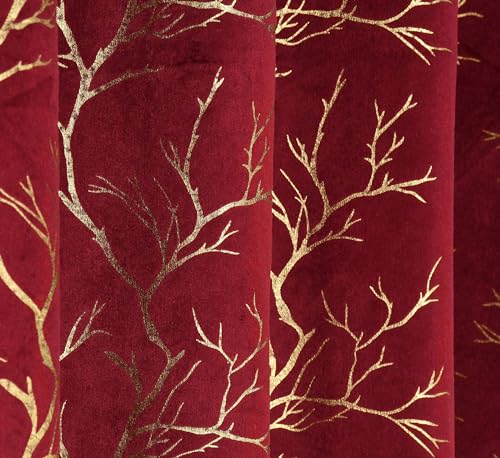 Image of Homefab India Velvet Curtains Room Darkening - Window 5 feet, Pack of 2 Panels, Maroon