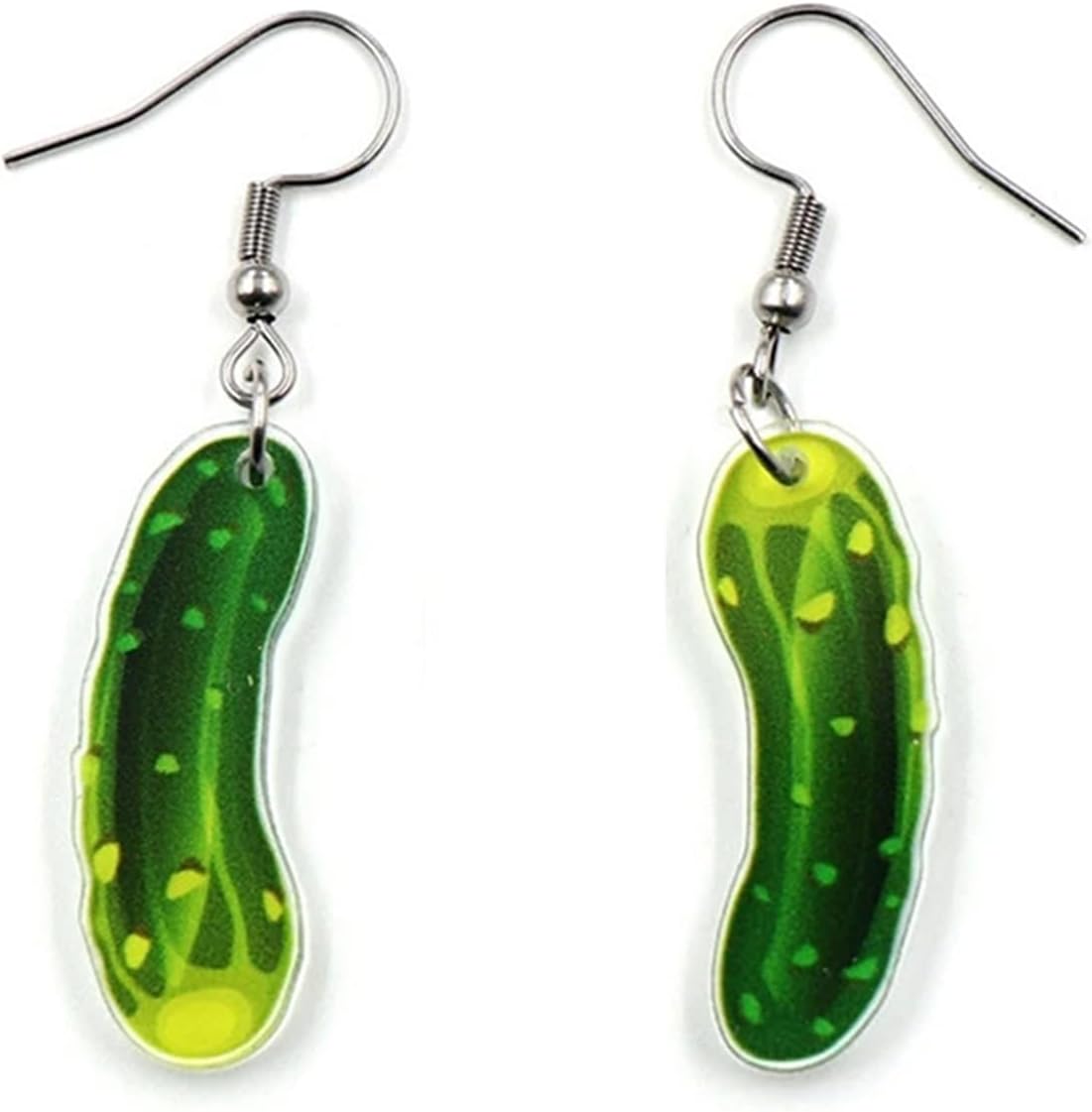 MALOYANVE Pickle Earrings Weird Acrylic Lifelike Green Dill Pickle Cucumber Snack Food Lover Lightweight Dangle Earrings Funny Jewelry Gifts for Women