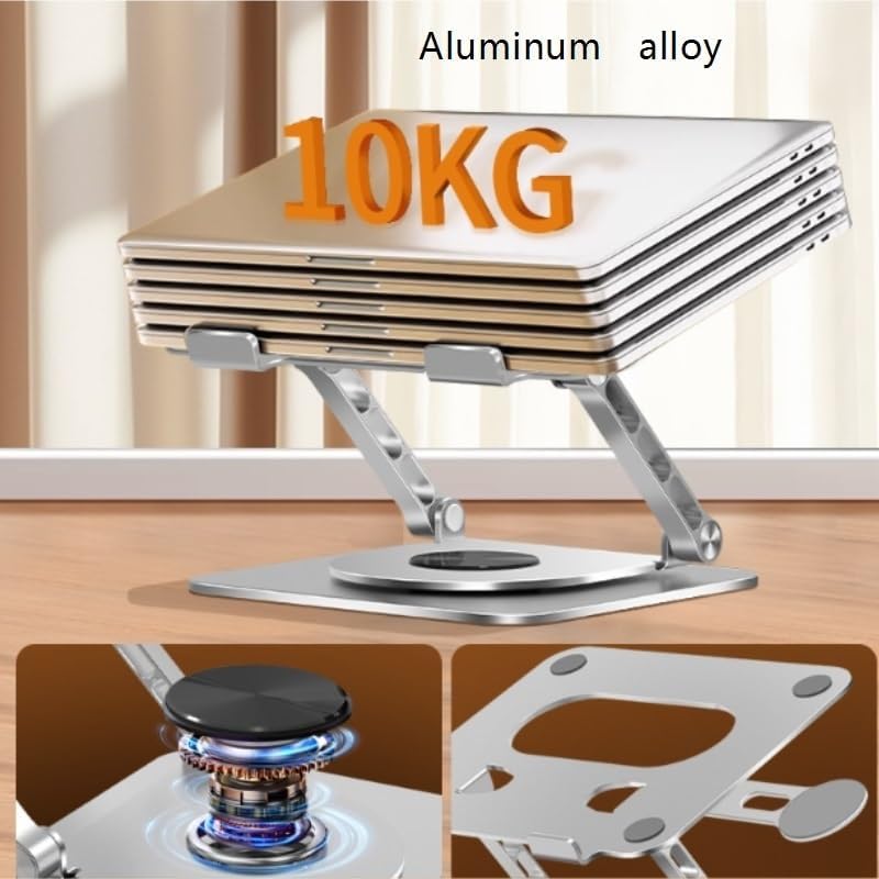 Aluminum Alloy Book Stand Silver Reading Rack 360° Rotation Holder