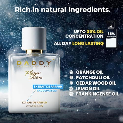 Image of Player Reborn 50ml Extrait De Parfum for Men | Strong Long Lasting Perfume | Orange Patchouli Cedarwood Lemon Fragrance | Premium Gift for Men