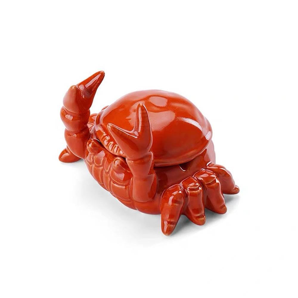Ashtray with lid cute creative/fun ashtray/ceramic ashtray home décor items,red,crabs