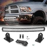 DaSen 32' 180W Curved LED Light Bar & Front Bumper Grille Mount Brackets Kit w/Heavy Duty Tow Hooks...