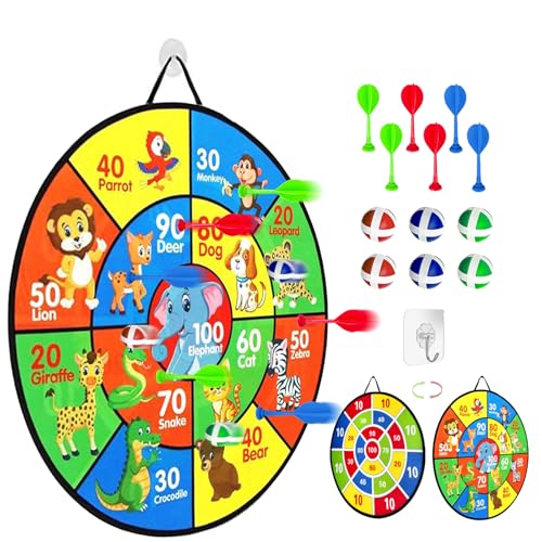 Cible de fléchettes double face avec balles, jeu de lancement extérieur, jouet pliable, pour enfants et adultes de 1, 2, 3, 4, 5, 6, 7, 8, 9, 10, 11, 12 ans...
