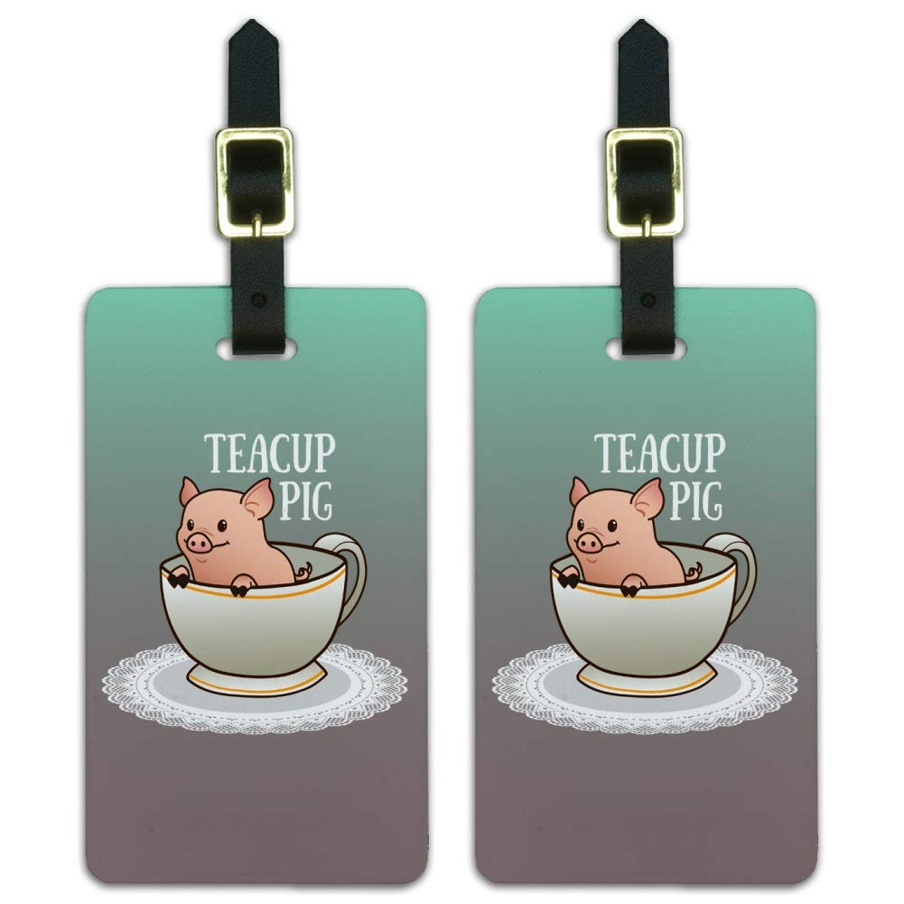 Teacup Pig Luggage ID Tags Suitcase Carry-On Cards - Set of 2