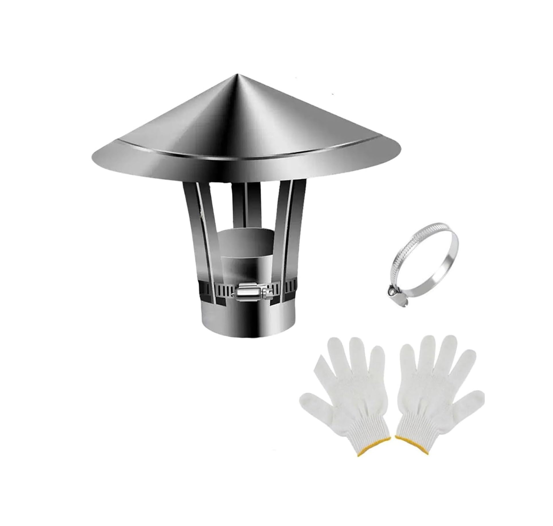 Shiketong One Color 304 Stainless Steel Chimney Rain Cap 3.1" 3.5" 4.7" Tapered Chimney Cover Silver Adjustable Chimney Caps Stove Topper(6.2In)