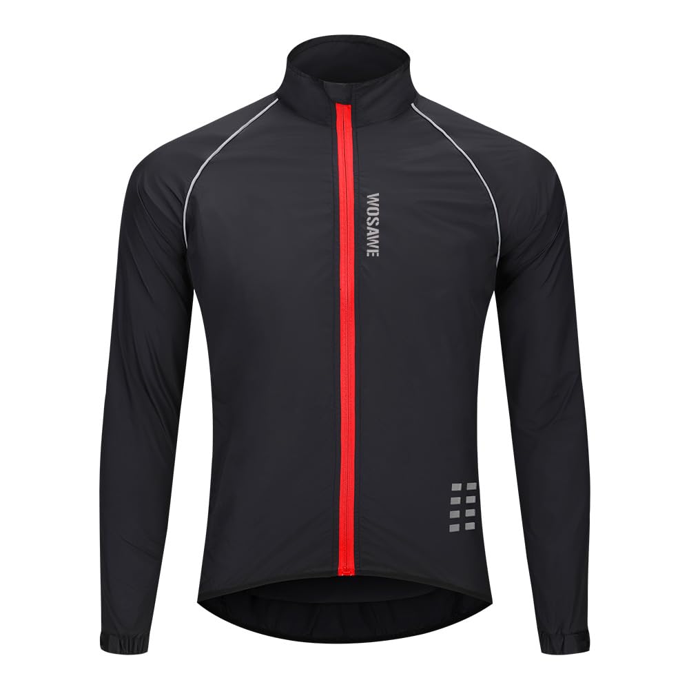 WOSAWE Veste de Cyclisme Ultralégère Respirante Coupe-vent avec Bande Réfléchissante