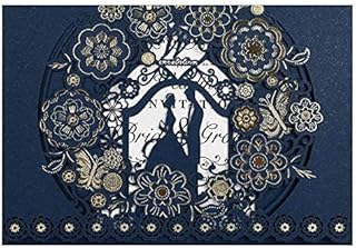 CYSKY Wedding Invitation Card 50 Pack Laser Cut Wedding Invitations Kit with Blank Printable Paper and Envelopes for Weddi...