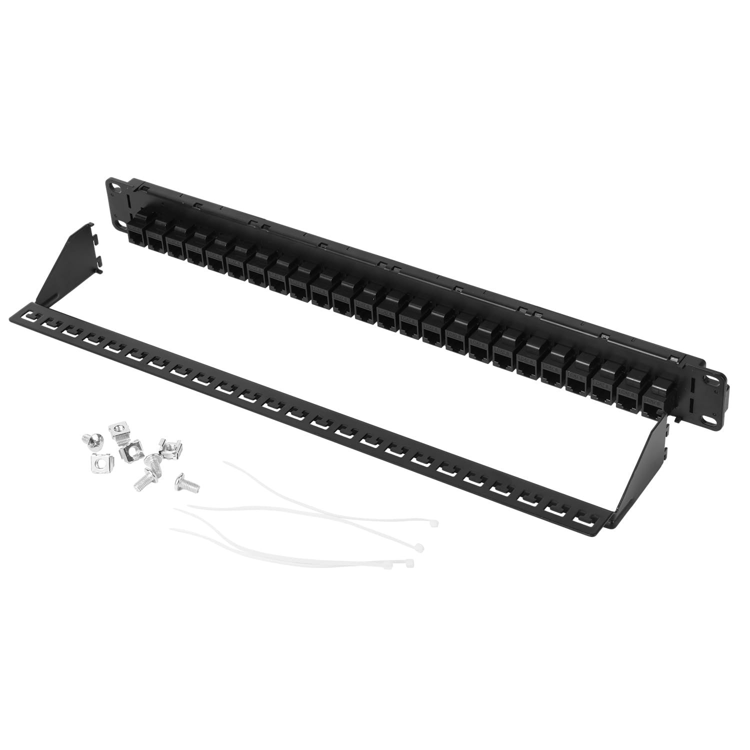 24-Port Cat6 Patch Panel - 10G Ready Rack-Mountable 1U Network Panel with Keystone Jacks & Pass-Through Couplers | Compatible Cat6/Cat5e/Cat5 | 19" Removable Backbar, 2 Pack