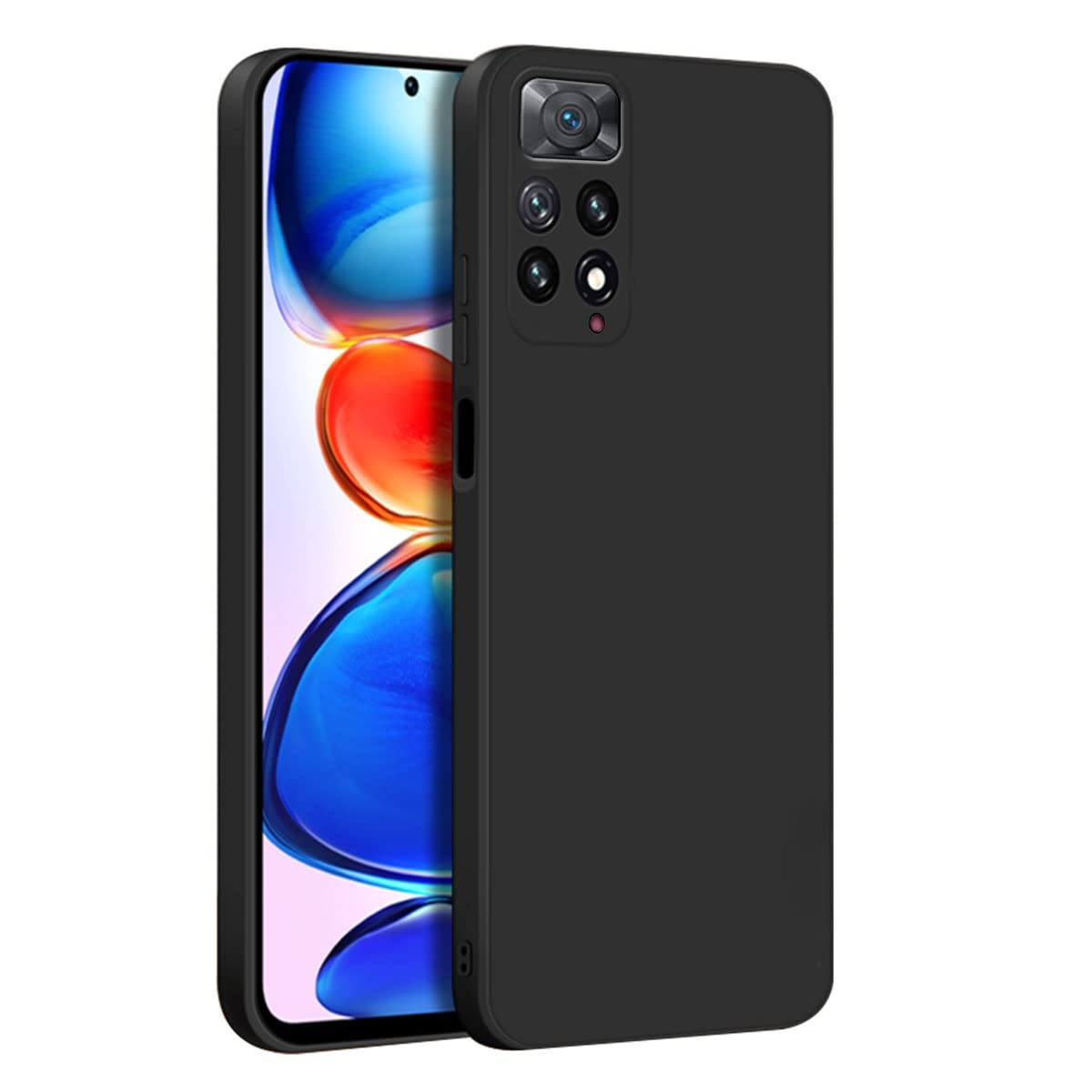 LIRAMARK Silicone Soft Back Cover Case for Xiaomi Redmi Note 11 Pro, Note 11 Pro Plus 5G (Silicone Black)