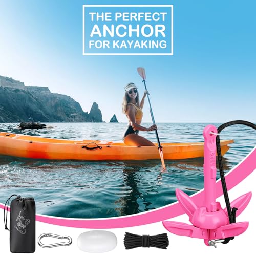 Image of Lounsweer 2 Pack 1.5 /3.5 lb Marine Kayak Anchor Kit Folding Grapnel Anchor Kit Boat Kayak Fishing Accessories for Small Boats Kayaks Canoe Paddle Boards