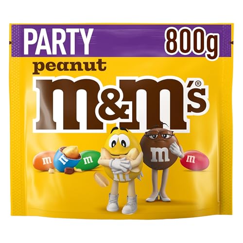 M&M’s Peanut Großpackung Schokolade, Schokolade, Schokolinsen mit Erdnusskern und bunter Zuckerhülle als Süßigkeiten, 1 x 800g, Snacks für Weihnachten oder Adventskalender