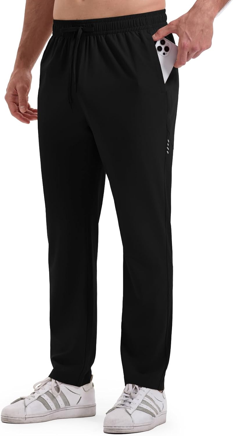 Rdruko Men's Sweatpants Athletic Pants Quick Dry Stretch Workout Track Mesh Pants with Zipper Pockets for Running Hiking - Image 4