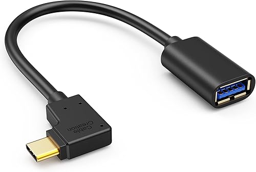 CableCreation Adaptador USB C a USB hembra de 90 grados, cable USB C OTG, tipo C a USB A, conector hembra compatible con MacBook Pro Air, iPad