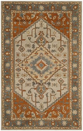 Image of 7x9 Ft Hand-Tufted Wool Rug - Classic Thick Carpet for Cozy Living Rooms & Master Bedrooms