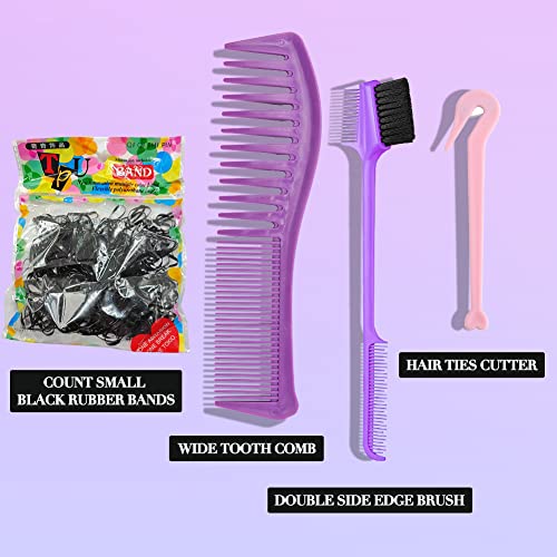 13Pcs Detangling Brush Set For Kids, No Pain Detangling Kids Curly Hair Brush Set For Afro America/African Hair 3A To 4C Texture, With Kids Barber Cape & 100Pcs Hair Braid Rings Clips #TOP6
