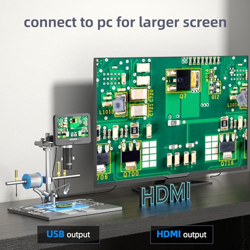 Image of Andonstar 3 Lens 2160P UHD HDMI Digital Microscope 2000X, AD246SM-Plus Professional for PCB Circuit Board Soldering Microscope Station, Soldering Helping Hands, Tool Holder, 32G Card