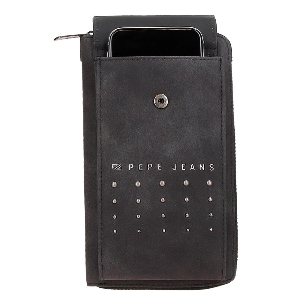 Pepe Jeans Holly Obudowa na messenger Mały Czarny 11x20x4 cms Skóra syntetyczna, czarny, Talla única, Mały pasek na ramię