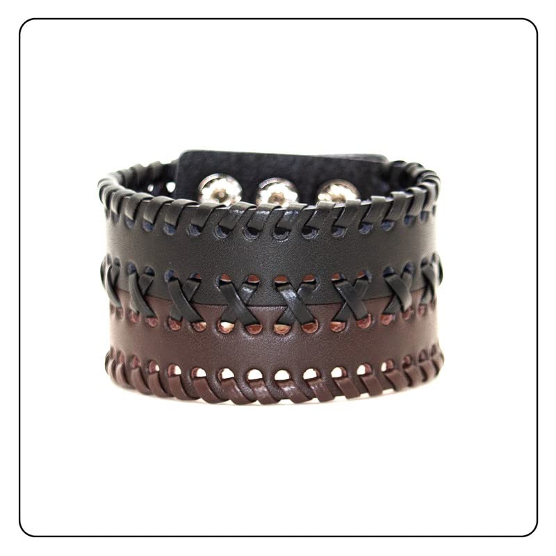 Punk Rock Wide Cuff Wristband Braided Leather Bracelet2