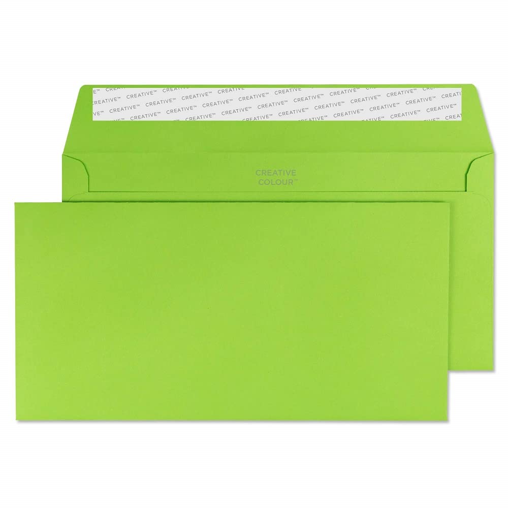 Creative Coloured Envelopes Dl+ 229 (W) X 114 (H) Mm Adhesive Strip Green 120 Gsm Pack Of 500