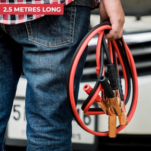 Image of 400A Heavy Duty Jumper Cable for Car Battery | Jump Start Dead Batteries of Cars, SUVs, Vans & Trucks | 7 ft Copper Cable with Strong Grip Copper Clamps | Comes with Storage Bag