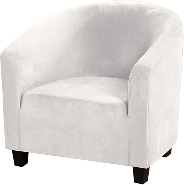 Tub Chair Covers for Armchairs, Smooth Fabric Armchair Covers Stretch Armchair Slipcover Removable Washable Sofa Couch Cover for Dining Living Room Office Reception (White)