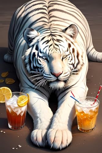 Broderie Diamant Tigre Blanc 100x180 cm | Kit Loisirs Créatifs Adultes Grand Format