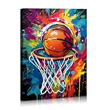 Graffiti Basketball Wall Art Street Pop Canvas Posters Inspirational Basketball Sports Art Prints for Boy's Room Teenager Room Framed 12'x16'