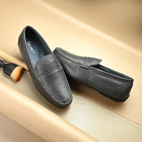 Image of Octa marc Men's Genuine Leather Loafer Shoes | Natural Rubber Sole with Soft Cushioned Insole | Classic Slip-On Design for Office, Party, Formal & Casual Wear