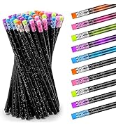 100 Pieces Color Changing Mood Metallic Glitter Pencil with Eraser Wooden Pencils Heat Activated ...