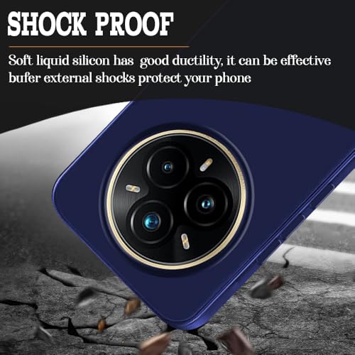 Image of Back Cover for Realme 14 Pro Plus 5G | Full Camera Protection | Premium Liquid Silicon Case | Flexible Bumper Case for Realme 14 Pro Plus 5G (Dark Blue)