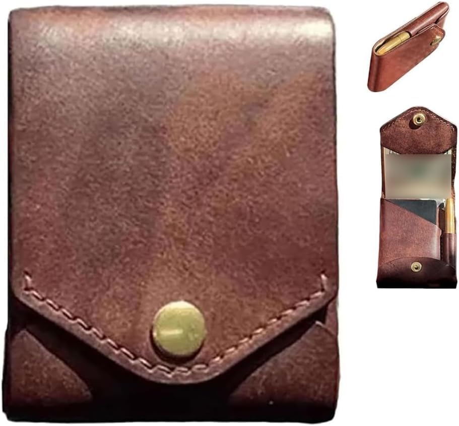 Vintage Handmade Leather Wallet for Men, Multifunctional Slim Minimalist Wallet with Built-In Pen Slot & Card Holder, Slim Minimalist Men's Wallets (1 pc)