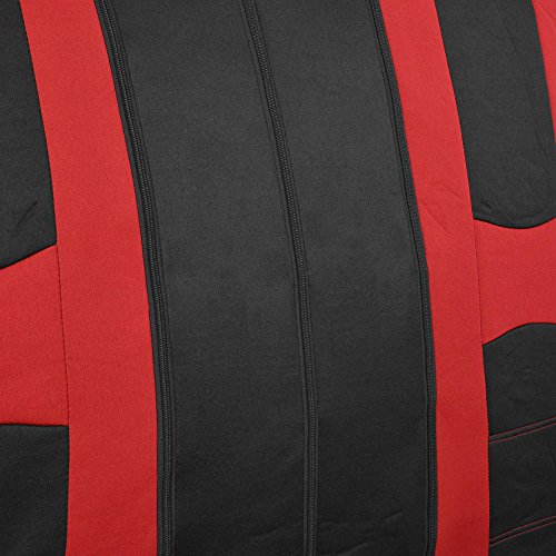 Bdk Sport Series Rome Sport Black/Red Stripe Seat Covers W/ Split Bench & Vinyl Trim Carpet Mats Full Set #TOP5