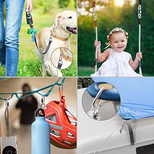 BELLE VOUS Stainless Steel Screw Quick Link M4 Carabiner Chain Connectors (12 Pack) - 4.2cm/1.65 inch - Heavy Duty Oval D Shape Locking Clips for Outdoors/Indoors, Camping & Hiking Accessories