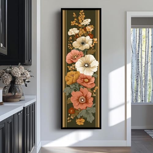 Tableau vertical encadré de style abstrait avec impression sur toile texturée premium - 3