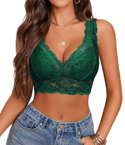 Image of Avidlove Bralettes for Women Lace Bra Non Padded Longline Bralette Deep V Triangle Sexy Everyday Lingerie Bras