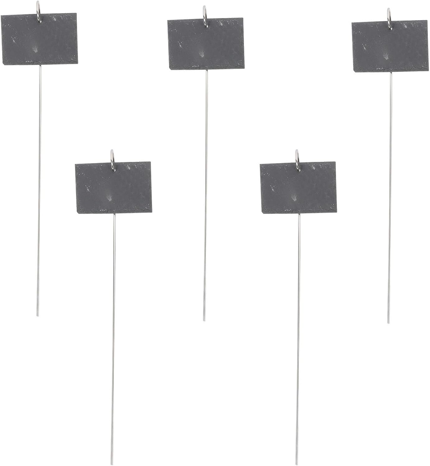 Stone Plant Labels with Iron Rods Black Rustic Edge Garden Tags for Plants Fruit Trees and Outdoor Gardening Hanging Markers and Classification