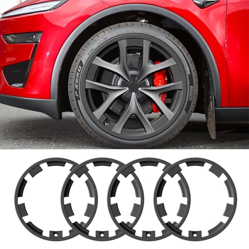 4PCS Wheel Rim Protector for Model Y Juniper Performance 21in Rim Guard Hubcap Cover for Model Y Performance Rimcase Curb Rash Protection Wheel Cover Tire Trim Covers Dark Grey (2025.10+)
