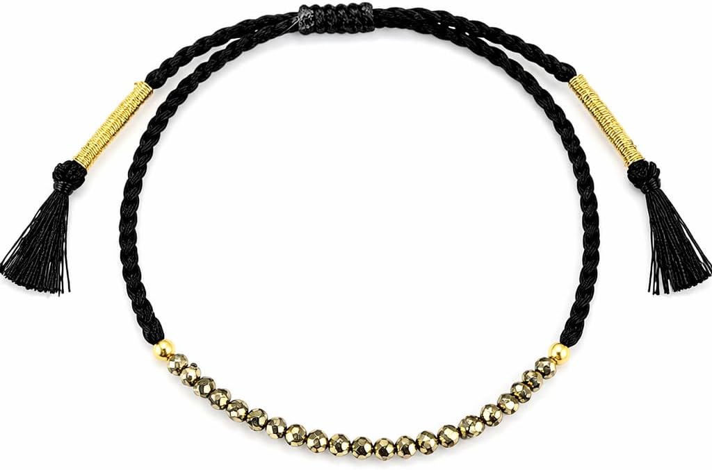 Thecraftman Natural Beads Braided Bracelet, Energy Crystals, Birthday, Gift for Her, Resizable Hand Braid Rope Thread Protection Bracelet for Men, Women, Gemstone Jewelry 7 inch