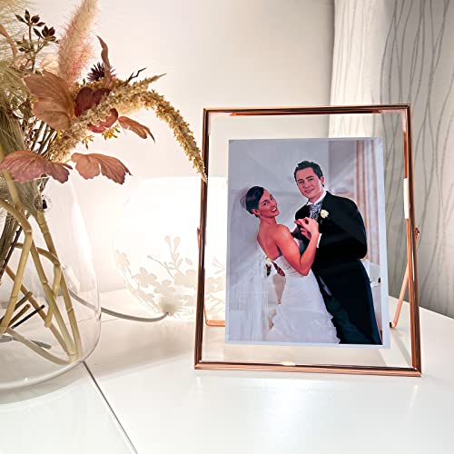 Ahago Floating Picture Frame (2 Set, Rose Gold, 8"X10") , For Multiple Photo Sizes (7X9, 6X8, 5X7), Vertical Adjustable Tabletop/Shelf Photo Frame, Classy Gift Choice For Halloween, Thanksgiving, Christmas, Home Or Wedding Decoration #TOP4