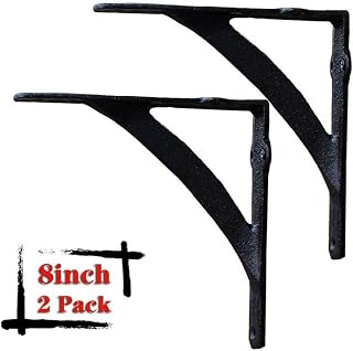PONNYC Solid Floating Shelf Brackets Heavy Duty Metal 2Pcs Shelf Bracket 8” Wall Mounted Floating Shelves Decorative Iron Shelf Support Right Angle Bracket,Load: 120lb