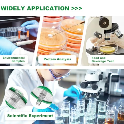 Image of 400Pcs Syringe Lab Filter, Sterile PES Hydrophilic Filters, 0.45um Pore Size, 33mm Membrane Diameter for Scientific Laboratory, Individually Packed