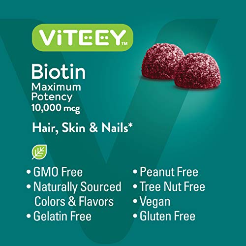 Biotin Gummies 10,000Mcg - Highest Potency Vitamin B7 For Healthy Hair Growth, Skin & Nails - Dietary Supplement, Vegan, Pectin Gummy - For Adults Teens & Kids -Raspberry Flavor [60 Count-2 Pack] #TOP4