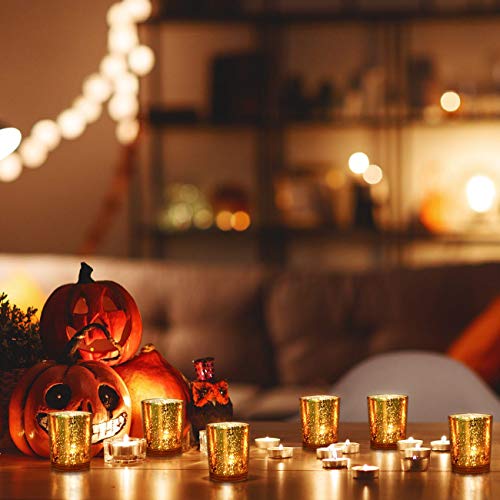 DEVI Gold Votive Candle Holders(24pcs)- Mercury Glass Tealight Candle Holder Bulk- Centerpieces for Wedding Table,Party and Home Decor - Thumbnail 6