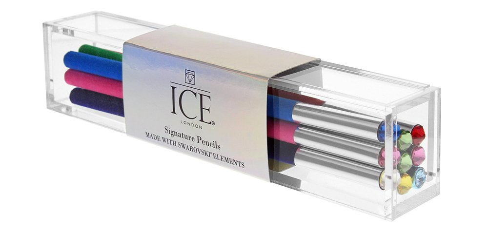 ICE London Acrylic Pencil Box with 10 Velvet Metal Tip Pencils