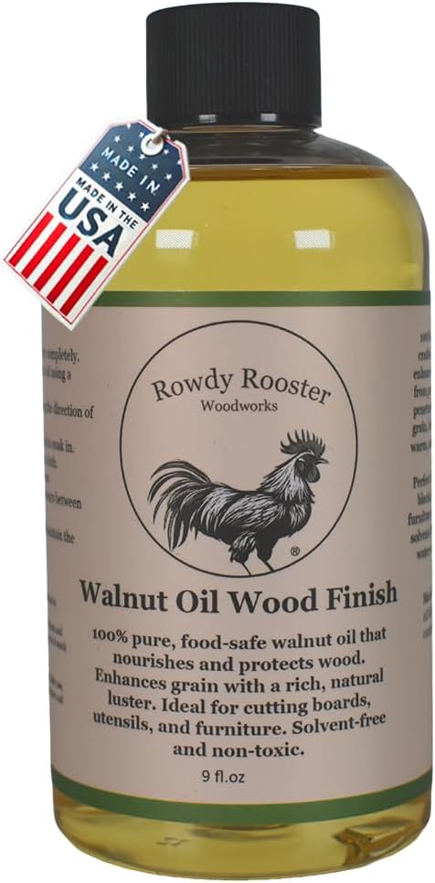 Refined Walnut Oil for Wooden Kitchen Items and More-Premium Wood Finish, Conditioner & Sealer, Food Safe, Long-Lasting, Protects and Seals. Light Color - USA Made (9 fl.oz)