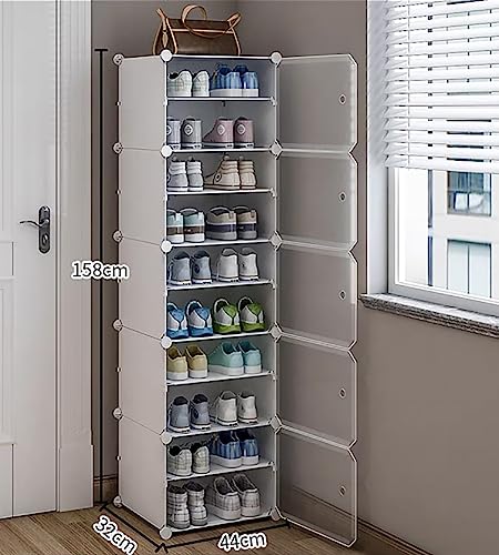 Image of AYSIS 10 Shelf DIY Shoe Rack Box Organizer ^ Multi-Purpose Plastic Shoe Rack for Home, PP Plastic Home Rack with Door for Entryway, Chappal Slipper Shoe Stand【White, 10-Shelf-5-Door】
